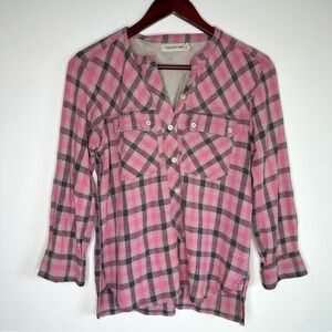 Isabel Marant Etoile 100% Silk Pink Plaid Popover Shirt Size 38/6